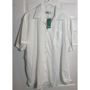 NWT Vatpave Men's 3XL‎ White Textured Short Sleeve Button Up Shirt Casual